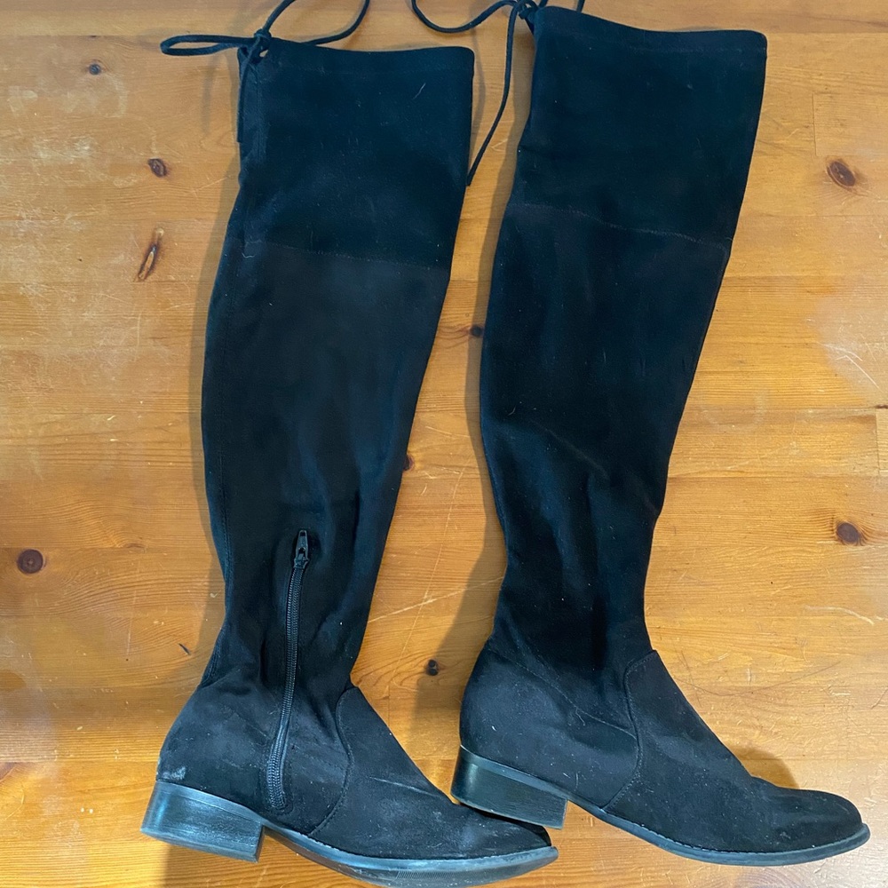 a new day “Sidney” Soft Black Faux Suede Over-The-Knee Boots
